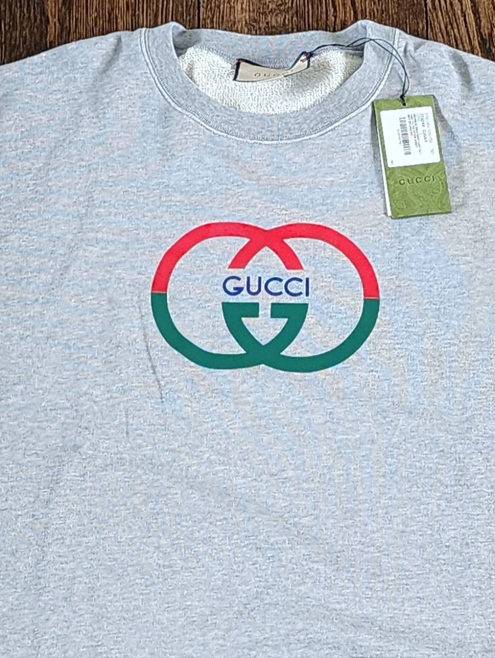 Brand New Authentic Gucci Women Crewneck Cotton Sweatshirt Gray Sz L
